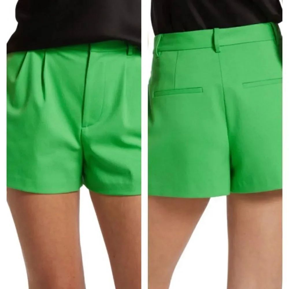 ALICE + OLIVIA Conry Pleated Crepe Shorts size 2 Garden Green NWT $275